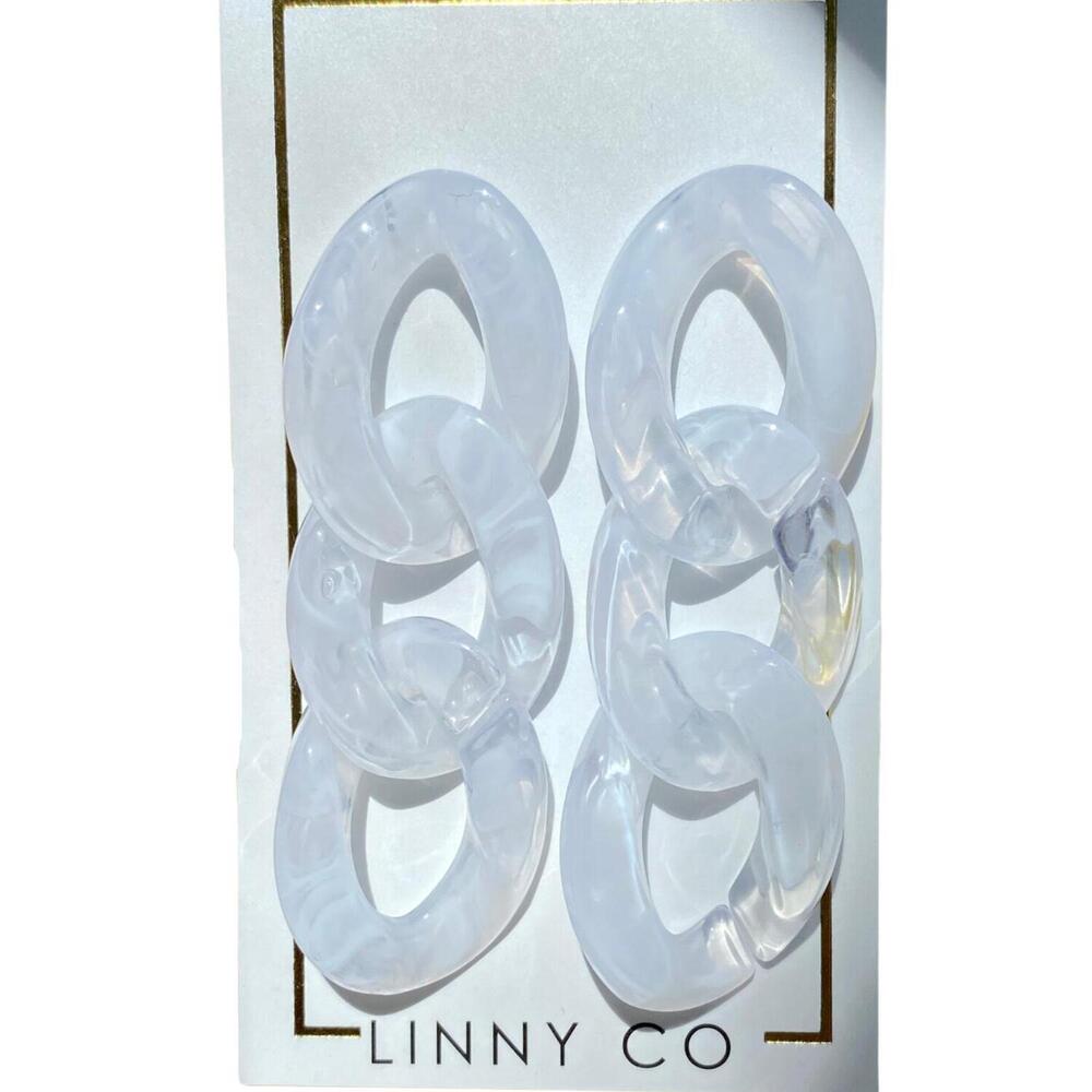 NEW LINNY CO women's claire chain earrings in white-clear